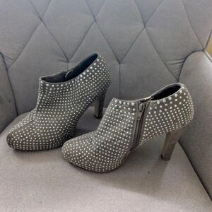 Next Gray Studded Heeled Boots